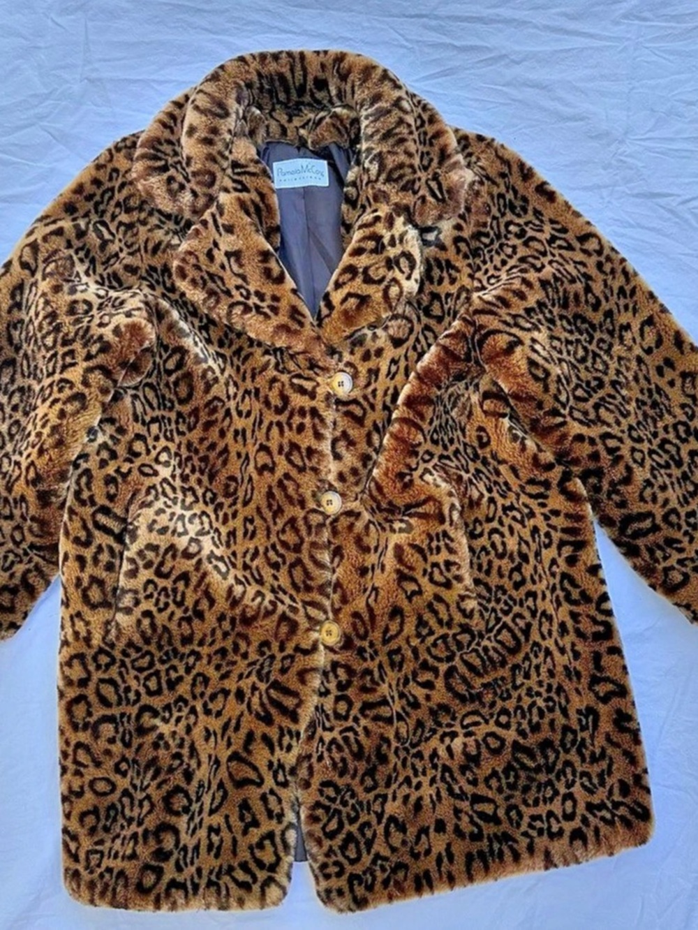 Pamela McCoy Leopard Print Teddy Jacket in Brown & Black